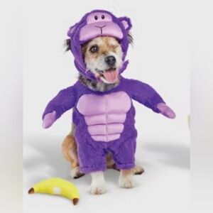 Hyde & Eek Purple Gorilla pet Costume with Banana Accessory sz M